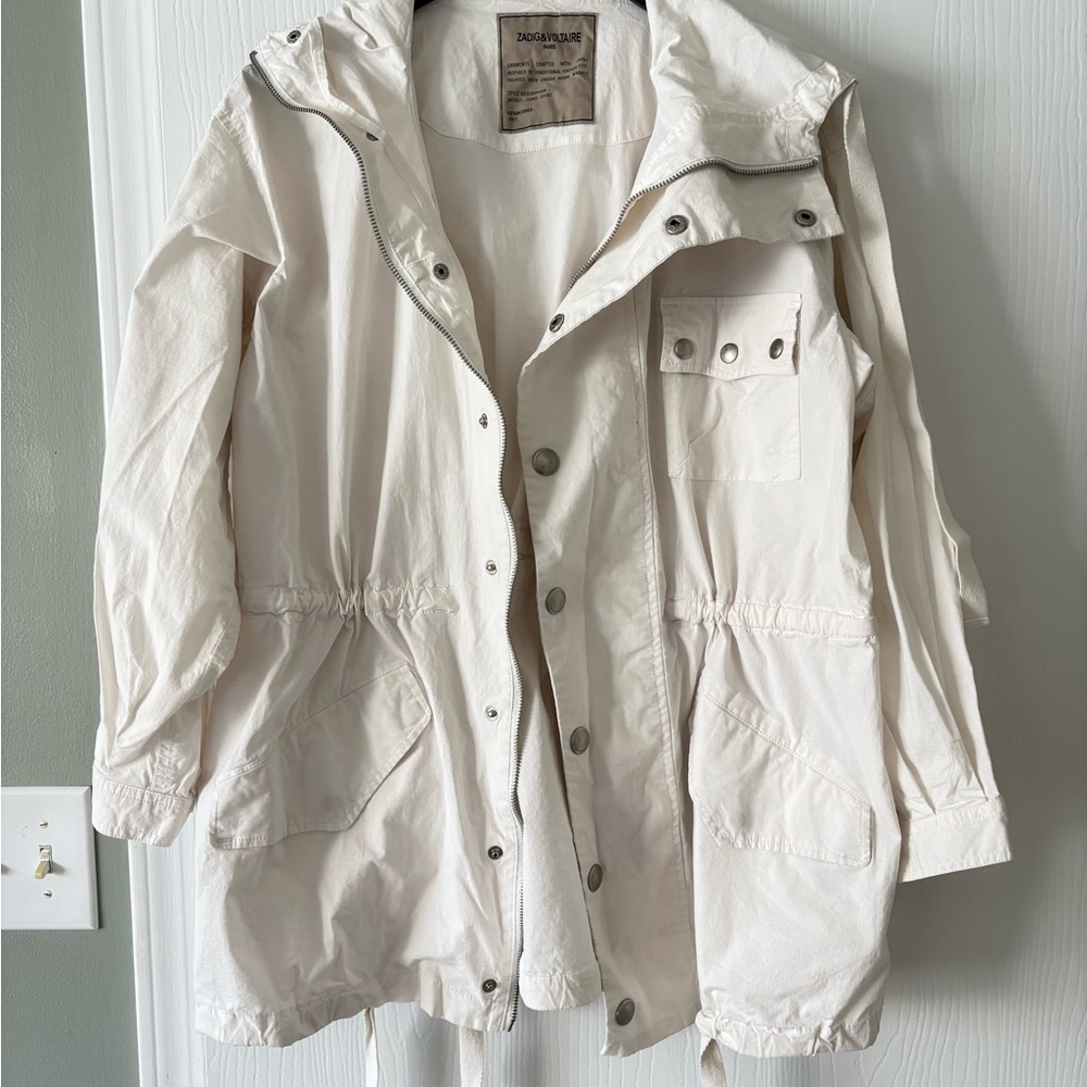 Zadig & Voltaire Off-White/Cream Utility Jacket with Hood
